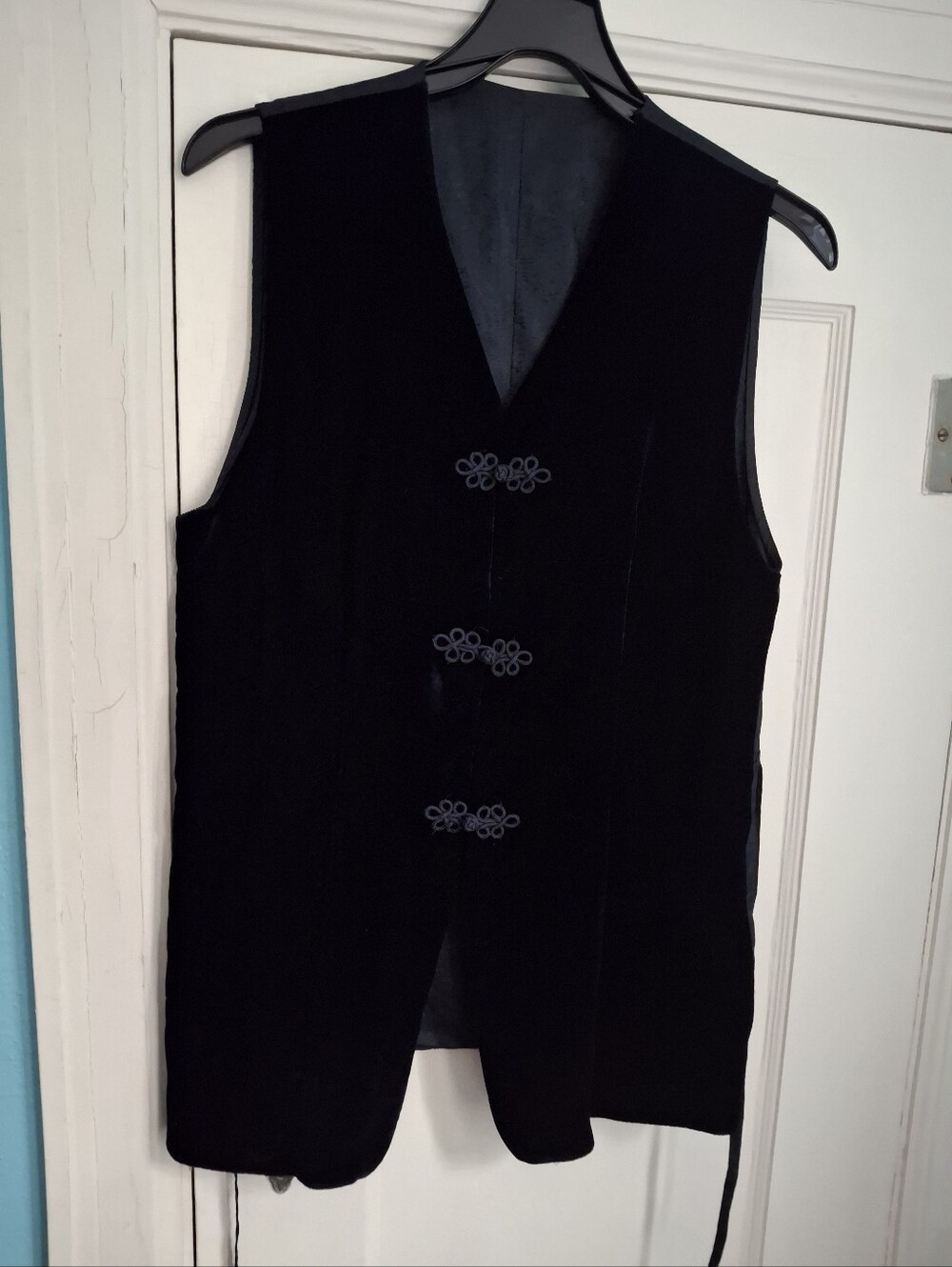 Marks & Spencer St. Michael Black Velvet Long Vest Women's Sm-Md Made In U.K.